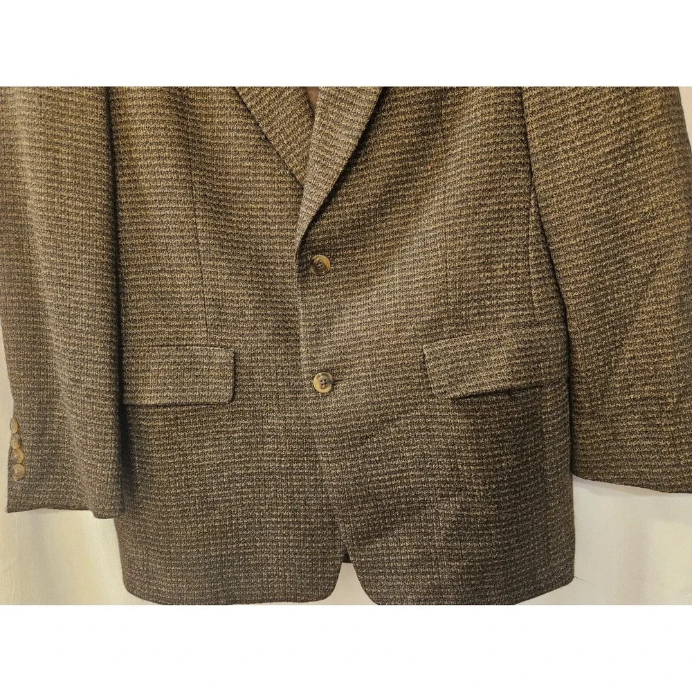Hart Schaffner Marx Nordstrom Mens‎ Brown Micro Check Wool Blazer Sport Coat 42R